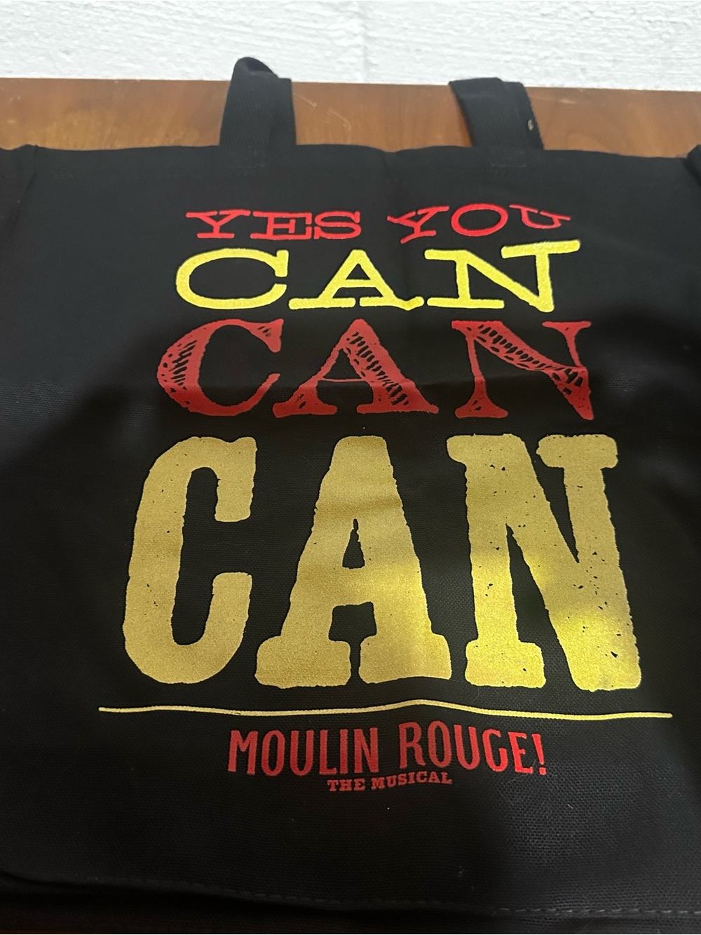 Moulin Rouge Black Canvas Tote with Yellow & Red Print